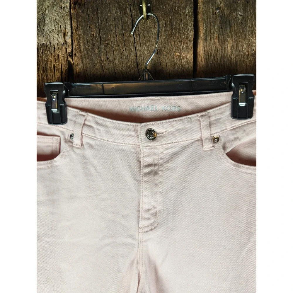Michael Kors Womens Pink Cropped Skinny Jeans Size 10 Pastel Stretch Denim Pants